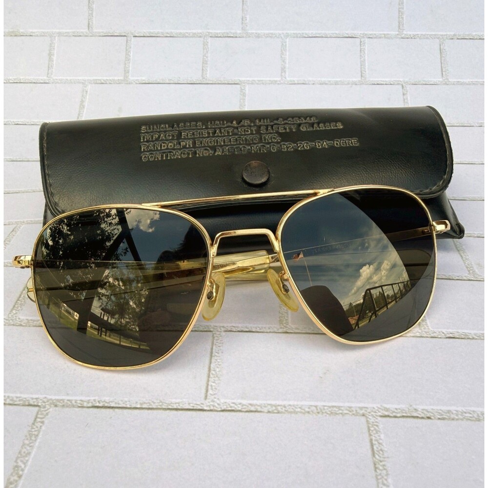 Vintage 1984 Randolph Engineering HGU-4/P Aviator Sunglasses MIL-S-25948 w/ Case